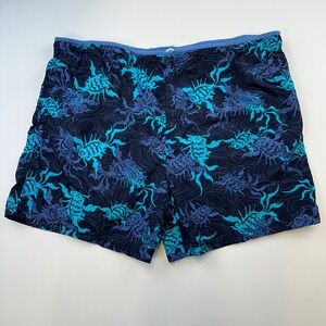 Vintage‎ Catalina Mens Swim Trunks Board Shorts Blue Teal Fish Print Large